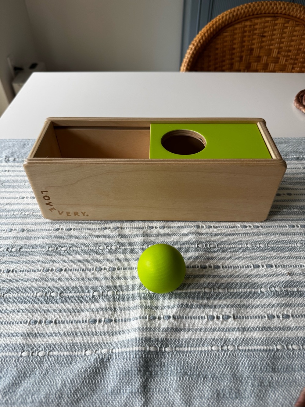 Lovevery Lime Green Wooden Ball Drop Toy